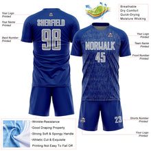 Charger l'image dans la galerie, Custom Royal Gray-White Abstract Scribble Curve Line Pattern Sports Sublimation Soccer Uniform Jersey

