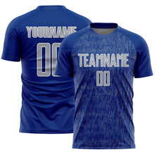 Charger l'image dans la galerie, Custom Royal Gray-White Abstract Scribble Curve Line Pattern Sports Sublimation Soccer Uniform Jersey
