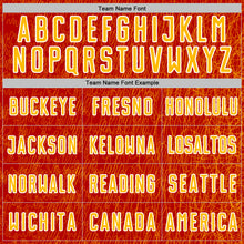 Load image into Gallery viewer, Custom Red Gold-White Abstract Scribble Curve Line Pattern Sports Sublimation Soccer Uniform Jersey
