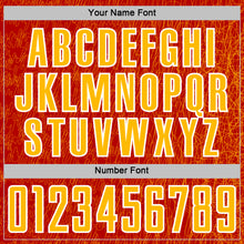 Load image into Gallery viewer, Custom Red Gold-White Abstract Scribble Curve Line Pattern Sports Sublimation Soccer Uniform Jersey
