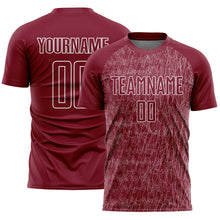 Загрузить изображение в средство просмотра галереи, Custom Crimson White Abstract Scribble Curve Line Pattern Sports Sublimation Soccer Uniform Jersey
