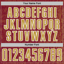 Загрузить изображение в средство просмотра галереи, Custom Crimson Old Gold-White Abstract Scribble Curve Line Pattern Sports Sublimation Soccer Uniform Jersey
