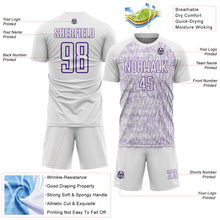 Загрузить изображение в средство просмотра галереи, Custom White Purple Abstract Scribble Curve Line Pattern Sports Sublimation Soccer Uniform Jersey
