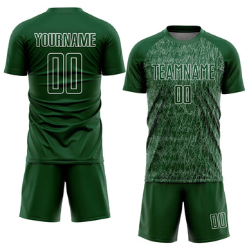 Custom Green White Abstract Scribble Curve Line Pattern Sports Sublimation Soccer Uniform Jersey