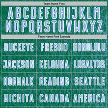 Загрузить изображение в средство просмотра галереи, Custom Kelly Green Light Blue-White Abstract Scribble Curve Line Pattern Sports Sublimation Soccer Uniform Jersey
