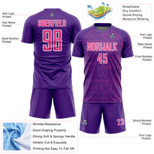 Загрузить изображение в средство просмотра галереи, Custom Purple Pink-White Abstract Scribble Curve Line Pattern Sports Sublimation Soccer Uniform Jersey
