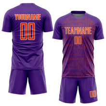 Загрузить изображение в средство просмотра галереи, Custom Purple Orange-White Abstract Scribble Curve Line Pattern Sports Sublimation Soccer Uniform Jersey
