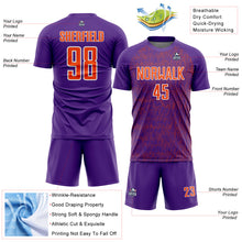 Загрузить изображение в средство просмотра галереи, Custom Purple Orange-White Abstract Scribble Curve Line Pattern Sports Sublimation Soccer Uniform Jersey
