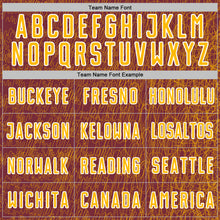 Загрузить изображение в средство просмотра галереи, Custom Burgundy Gold-White Abstract Scribble Curve Line Pattern Sports Sublimation Soccer Uniform Jersey
