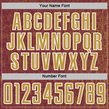 Загрузить изображение в средство просмотра галереи, Custom Burgundy Old Gold-White Abstract Scribble Curve Line Pattern Sports Sublimation Soccer Uniform Jersey
