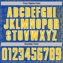 Загрузить изображение в средство просмотра галереи, Custom Thunder Blue Yellow-White Abstract Scribble Curve Line Pattern Sports Sublimation Soccer Uniform Jersey
