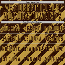 Load image into Gallery viewer, Custom Brown Old Gold Distressed Diagonal Stripe Pattern Sports Sublimation Soccer Uniform Jersey
