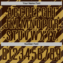 Load image into Gallery viewer, Custom Brown Old Gold Distressed Diagonal Stripe Pattern Sports Sublimation Soccer Uniform Jersey
