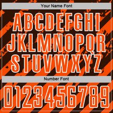 Laden Sie das Bild in den Galerie-Viewer, Custom Brown Orange-White Distressed Diagonal Stripe Pattern Sports Sublimation Soccer Uniform Jersey
