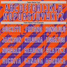 Загрузить изображение в средство просмотра галереи, Custom Orange Purple-White Distressed Diagonal Stripe Pattern Sports Sublimation Soccer Uniform Jersey
