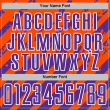 Загрузить изображение в средство просмотра галереи, Custom Orange Purple-White Distressed Diagonal Stripe Pattern Sports Sublimation Soccer Uniform Jersey
