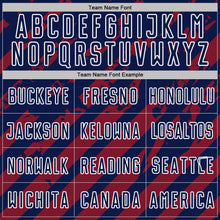 Загрузить изображение в средство просмотра галереи, Custom Navy White-Red Distressed Diagonal Stripe Pattern Sports Sublimation Soccer Uniform Jersey
