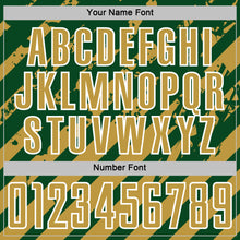 Charger l'image dans la galerie, Custom Green Old Gold-White Distressed Diagonal Stripe Pattern Sports Sublimation Soccer Uniform Jersey
