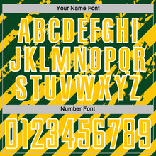 Charger l'image dans la galerie, Custom Green Yellow-White Distressed Diagonal Stripe Pattern Sports Sublimation Soccer Uniform Jersey
