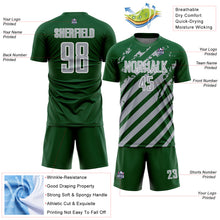 Charger l'image dans la galerie, Custom Green Gray-White Distressed Diagonal Stripe Pattern Sports Sublimation Soccer Uniform Jersey
