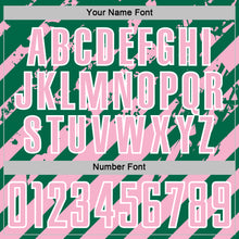 Загрузить изображение в средство просмотра галереи, Custom Kelly Green Light Pink-White Distressed Diagonal Stripe Pattern Sports Sublimation Soccer Uniform Jersey
