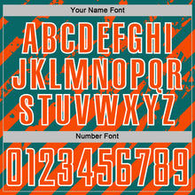 Загрузить изображение в средство просмотра галереи, Custom Teal Orange-White Distressed Diagonal Stripe Pattern Sports Sublimation Soccer Uniform Jersey
