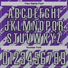 Загрузить изображение в средство просмотра галереи, Custom Purple Gray-Black Distressed Diagonal Stripe Pattern Sports Sublimation Soccer Uniform Jersey
