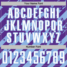 Загрузить изображение в средство просмотра галереи, Custom Purple White-Light Blue Distressed Diagonal Stripe Pattern Sports Sublimation Soccer Uniform Jersey
