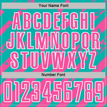 Load image into Gallery viewer, Custom Aqua Pink-White Distressed Diagonal Stripe Pattern Sports Sublimation Soccer Uniform Jersey
