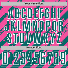 Charger l'image dans la galerie, Custom Pink Teal-White Distressed Diagonal Stripe Pattern Sports Sublimation Soccer Uniform Jersey
