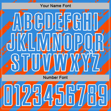 Загрузить изображение в средство просмотра галереи, Custom Powder Blue White-Orange Distressed Diagonal Stripe Pattern Sports Sublimation Soccer Uniform Jersey
