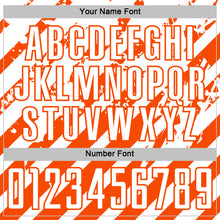 Charger l'image dans la galerie, Custom White Orange Distressed Diagonal Stripe Pattern Sports Sublimation Soccer Uniform Jersey
