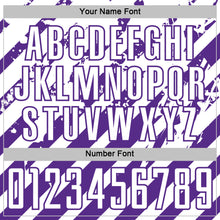 Загрузить изображение в средство просмотра галереи, Custom White Purple Distressed Diagonal Stripe Pattern Sports Sublimation Soccer Uniform Jersey
