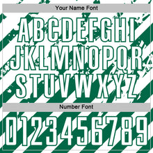 Загрузить изображение в средство просмотра галереи, Custom White Kelly Green Distressed Diagonal Stripe Pattern Sports Sublimation Soccer Uniform Jersey
