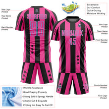 Load image into Gallery viewer, Custom Black Pink-Light Blue Stars And Stripes Sports Sublimation Soccer Uniform Jersey
