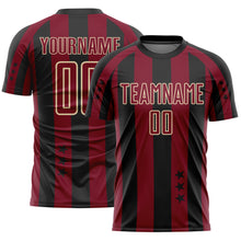 Load image into Gallery viewer, Custom Black Crimson-Cream Stars And Stripes Sports Sublimation Soccer Uniform Jersey
