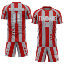 Laden Sie das Bild in den Galerie-Viewer, Custom Red Gray-White Stars And Stripes Sports Sublimation Soccer Uniform Jersey
