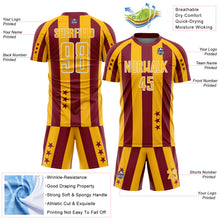 Загрузить изображение в средство просмотра галереи, Custom Crimson Gold-White Stars And Stripes Sports Sublimation Soccer Uniform Jersey
