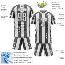 Загрузить изображение в средство просмотра галереи, Custom White Steel Gray Stars And Stripes Sports Sublimation Soccer Uniform Jersey
