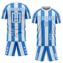 Загрузить изображение в средство просмотра галереи, Custom White Powder Blue Stars And Stripes Sports Sublimation Soccer Uniform Jersey
