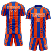 Load image into Gallery viewer, Custom Thunder Blue Orange-White Stars And Stripes Sports Sublimation Soccer Uniform Jersey
