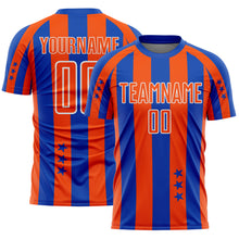 Load image into Gallery viewer, Custom Thunder Blue Orange-White Stars And Stripes Sports Sublimation Soccer Uniform Jersey
