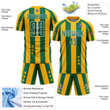 Laden Sie das Bild in den Galerie-Viewer, Custom Gold Kelly Green-White Stars And Stripes Sports Sublimation Soccer Uniform Jersey
