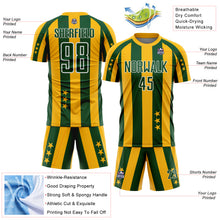 Laden Sie das Bild in den Galerie-Viewer, Custom Gold Green-White Stars And Stripes Sports Sublimation Soccer Uniform Jersey
