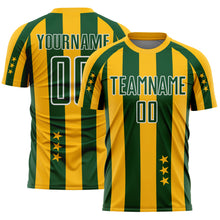 Laden Sie das Bild in den Galerie-Viewer, Custom Gold Green-White Stars And Stripes Sports Sublimation Soccer Uniform Jersey
