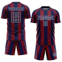 Laden Sie das Bild in den Galerie-Viewer, Custom Navy Crimson-White Stars And Stripes Sports Sublimation Soccer Uniform Jersey
