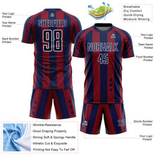 Laden Sie das Bild in den Galerie-Viewer, Custom Navy Crimson-White Stars And Stripes Sports Sublimation Soccer Uniform Jersey
