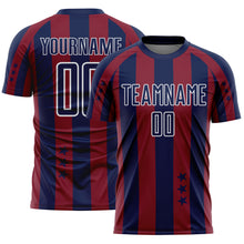 Laden Sie das Bild in den Galerie-Viewer, Custom Navy Crimson-White Stars And Stripes Sports Sublimation Soccer Uniform Jersey
