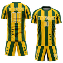 Charger l'image dans la galerie, Custom Green Yellow-White Stars And Stripes Sports Sublimation Soccer Uniform Jersey

