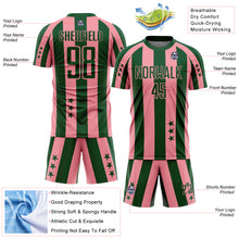Charger l'image dans la galerie, Custom Green Medium Pink Stars And Stripes Sports Sublimation Soccer Uniform Jersey

